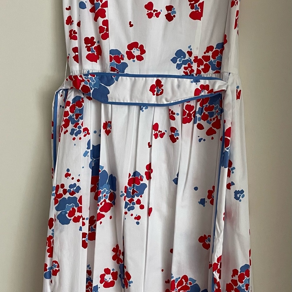Brooks Brothers Floral Dress in White with Red and Blue Accents